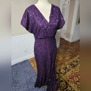 Faeriesty Purple Sequin Formal Gown Large